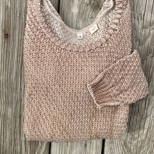 Anthropologie|MOTH Knit Pullover Sweater in Cream & Copper Metallic Shimmer Sz M